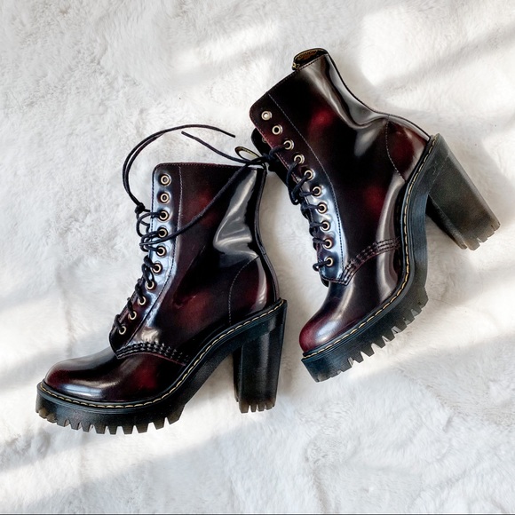 Dr. Martens Cherry Red Arcadia Combat Heel Boot - Picture 2 of 4